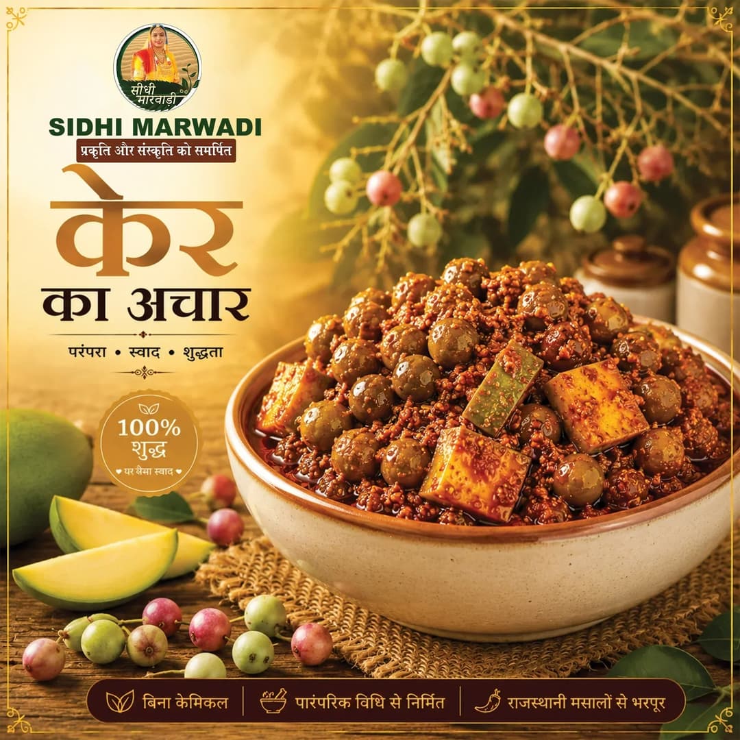 Rajasthani Ker Achar 900g jar for Indian family by Sidhi Marwadi