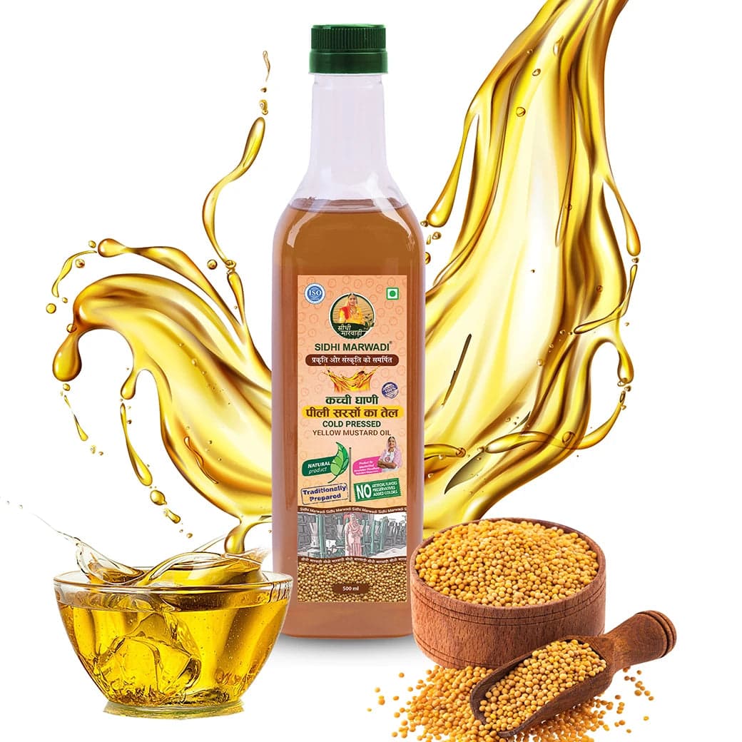 Cold pressed yellow mustard oil 500ml with sarson seeds by Sidhi Marwadi