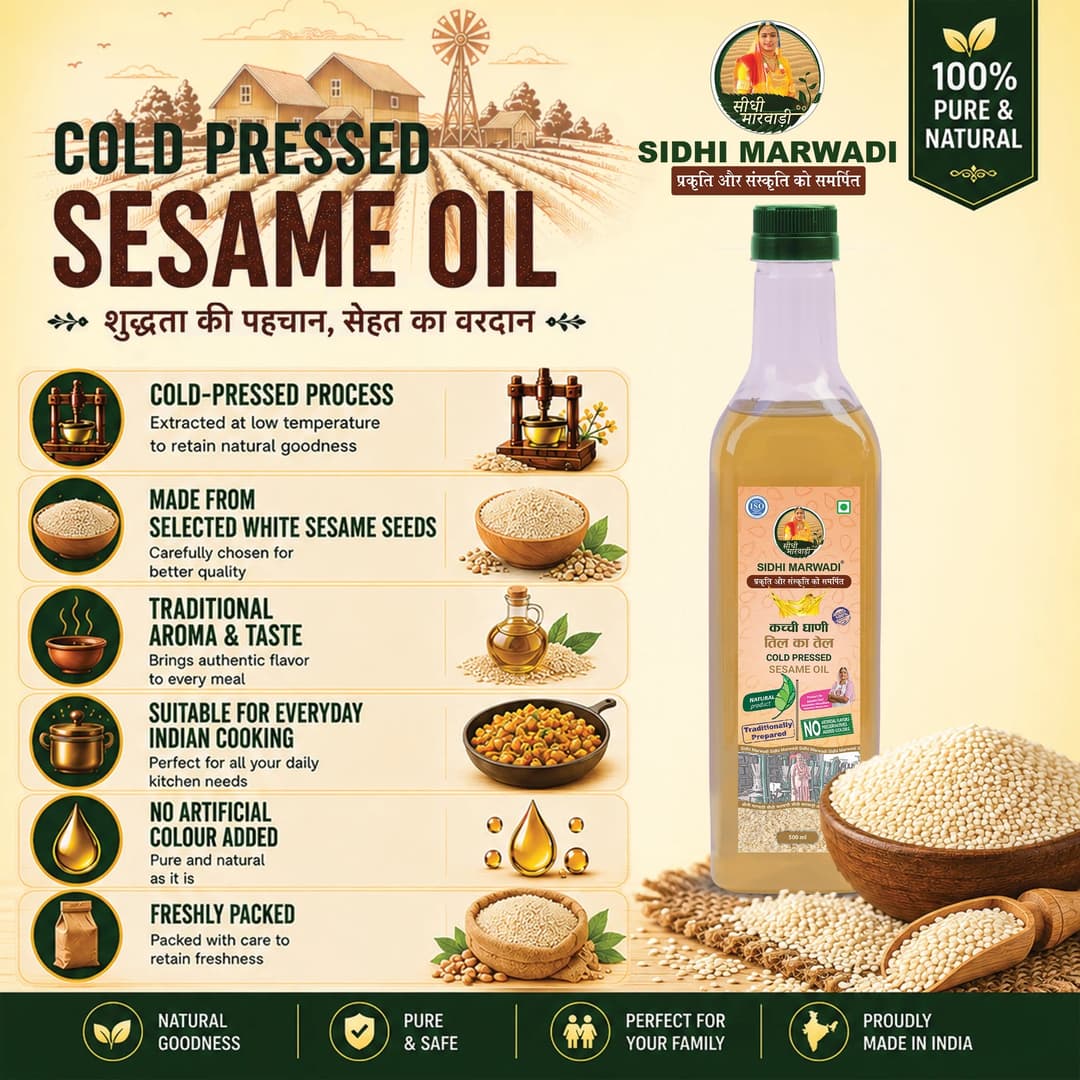 Cold pressed sesame oil 500ml with til seeds by Sidhi Marwadi