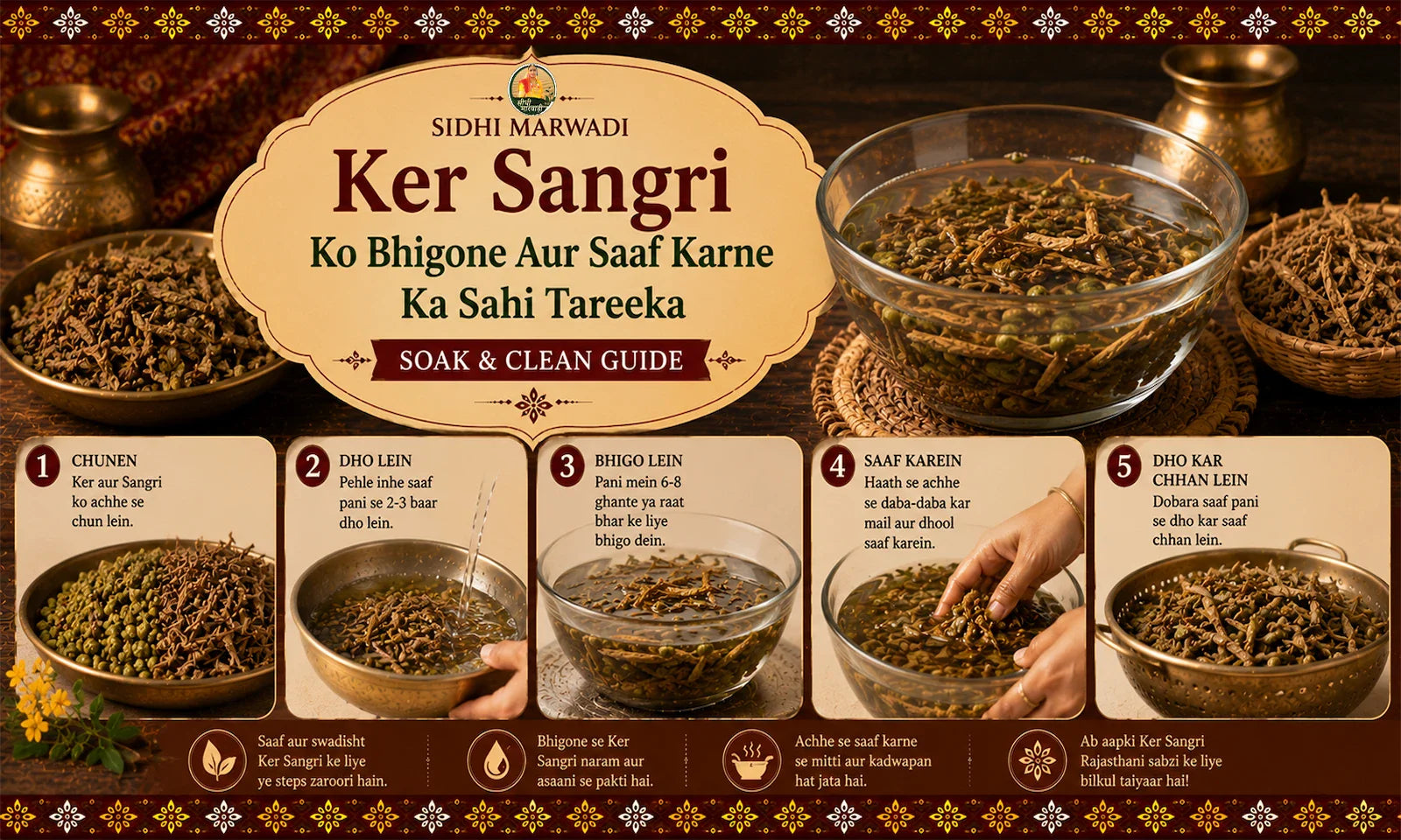 Ker Sangri soaking and cleaning guide by Sidhi Marwadi