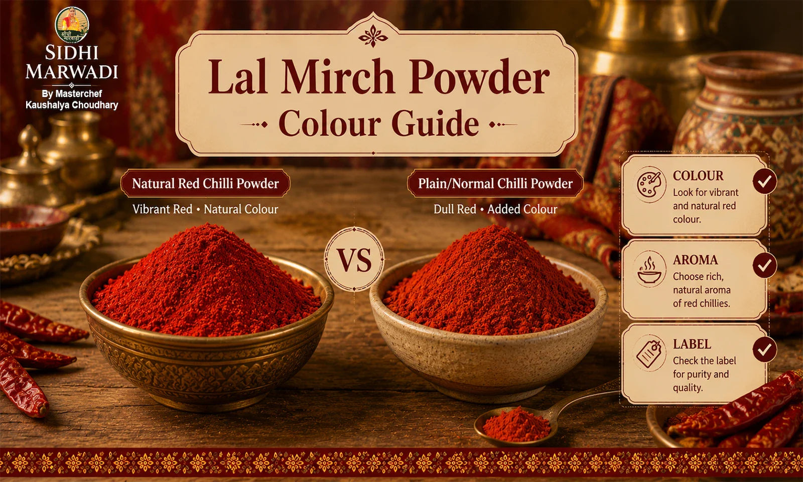 Lal mirch powder colour buying guide by Sidhi Marwadi