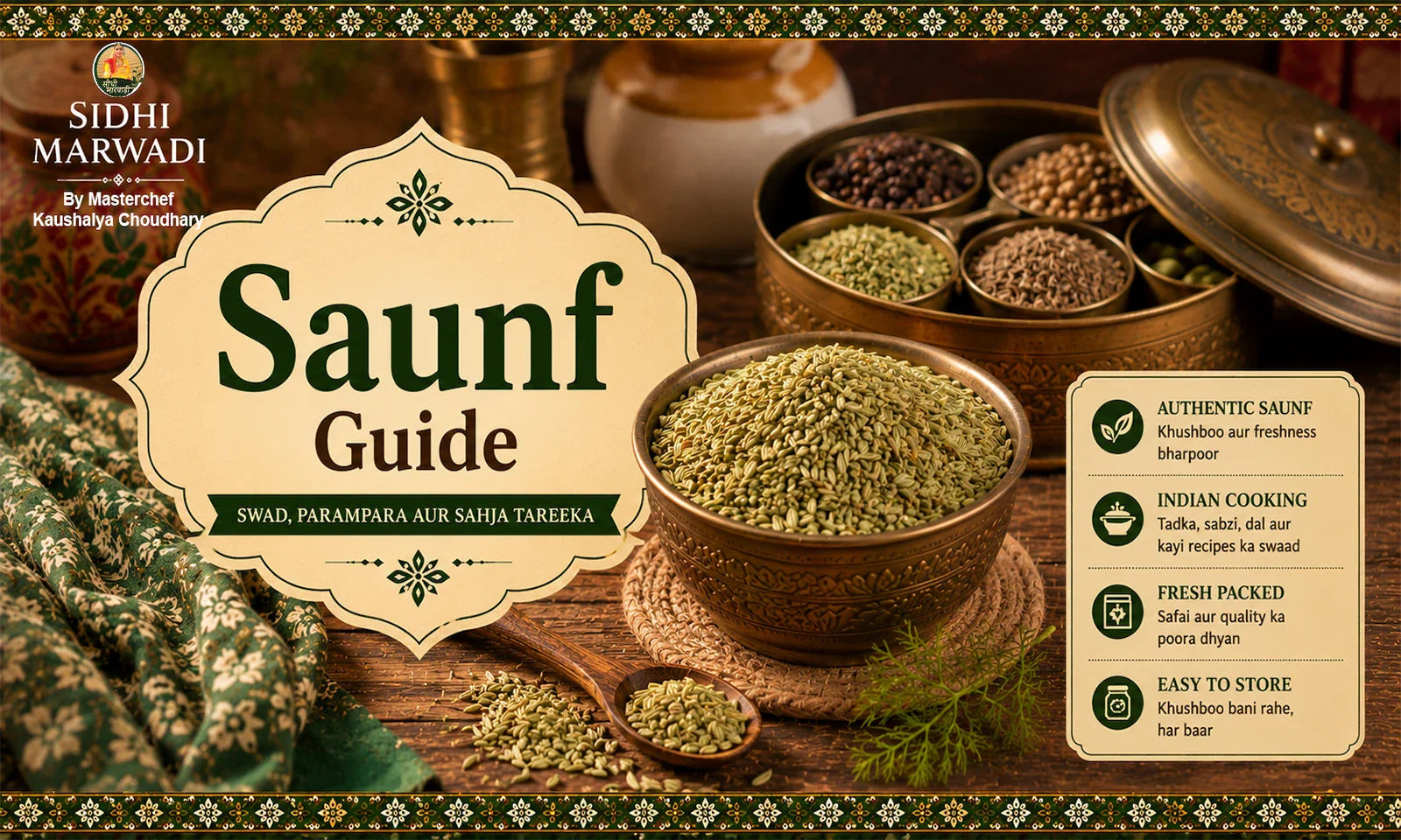 Saunf fennel seeds Indian cooking guide by Sidhi Marwadi