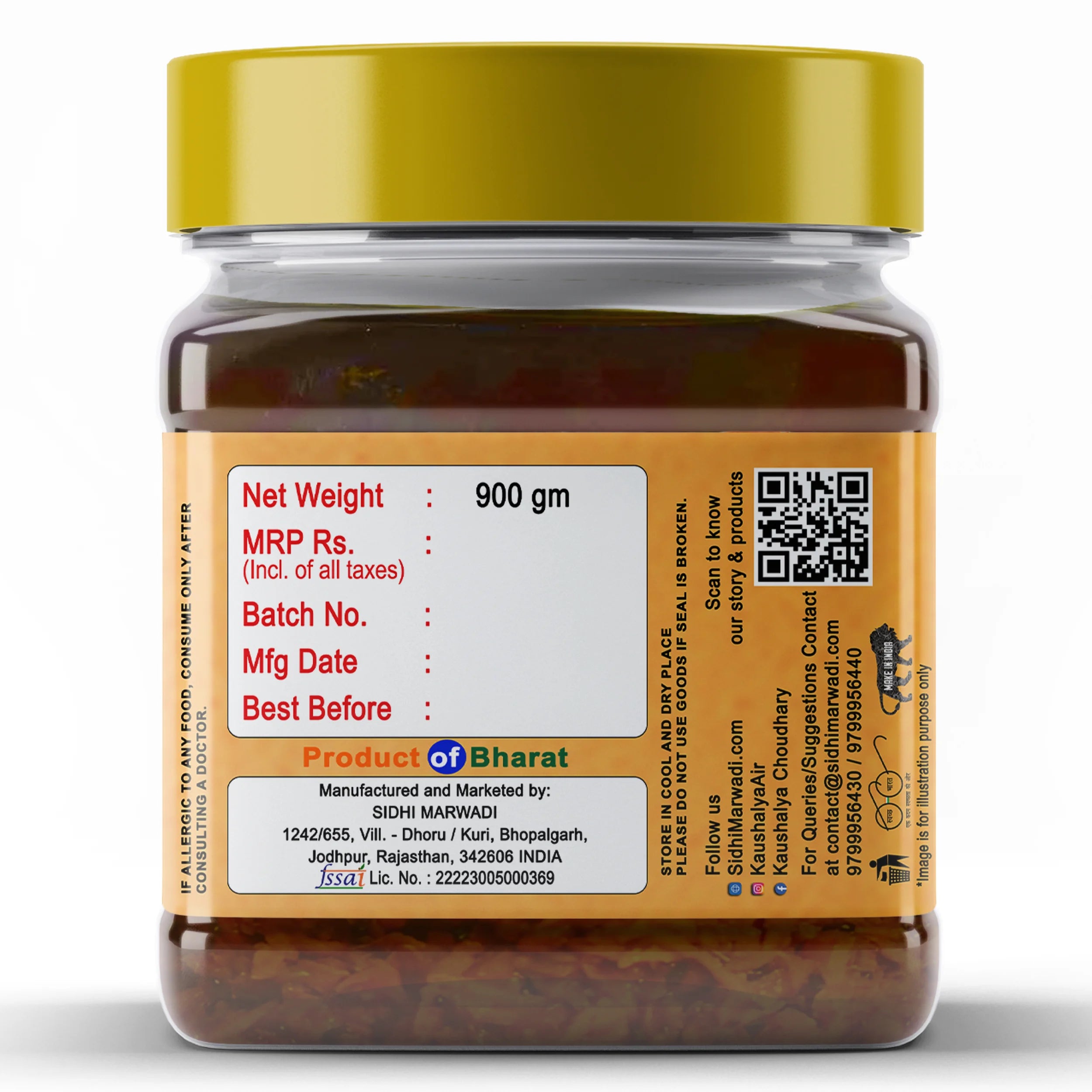 Sidhi Marwadi Turmeric Pickle 900g price and company information
