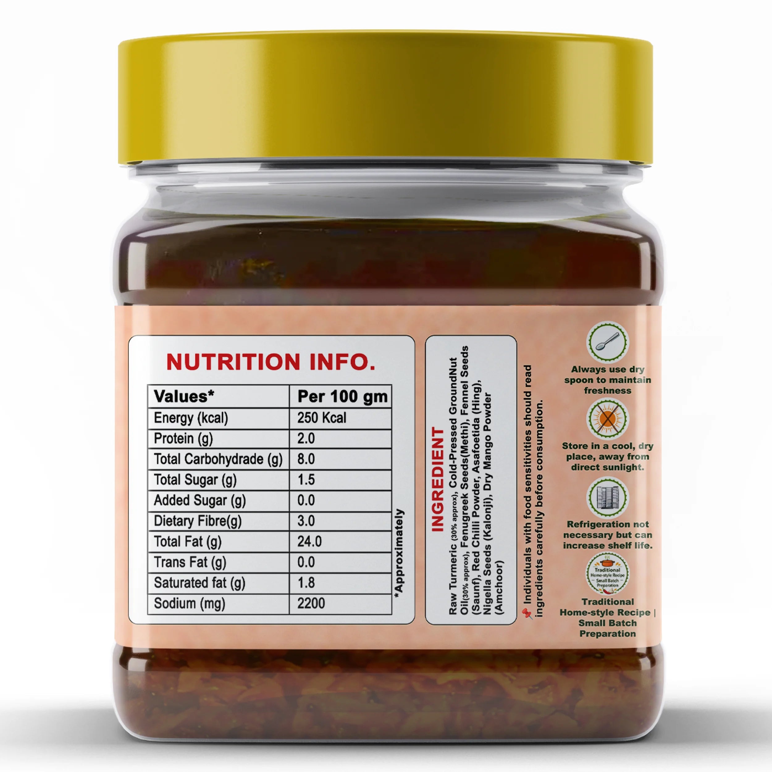 Sidhi Marwadi Turmeric Pickle 900g nutrition information