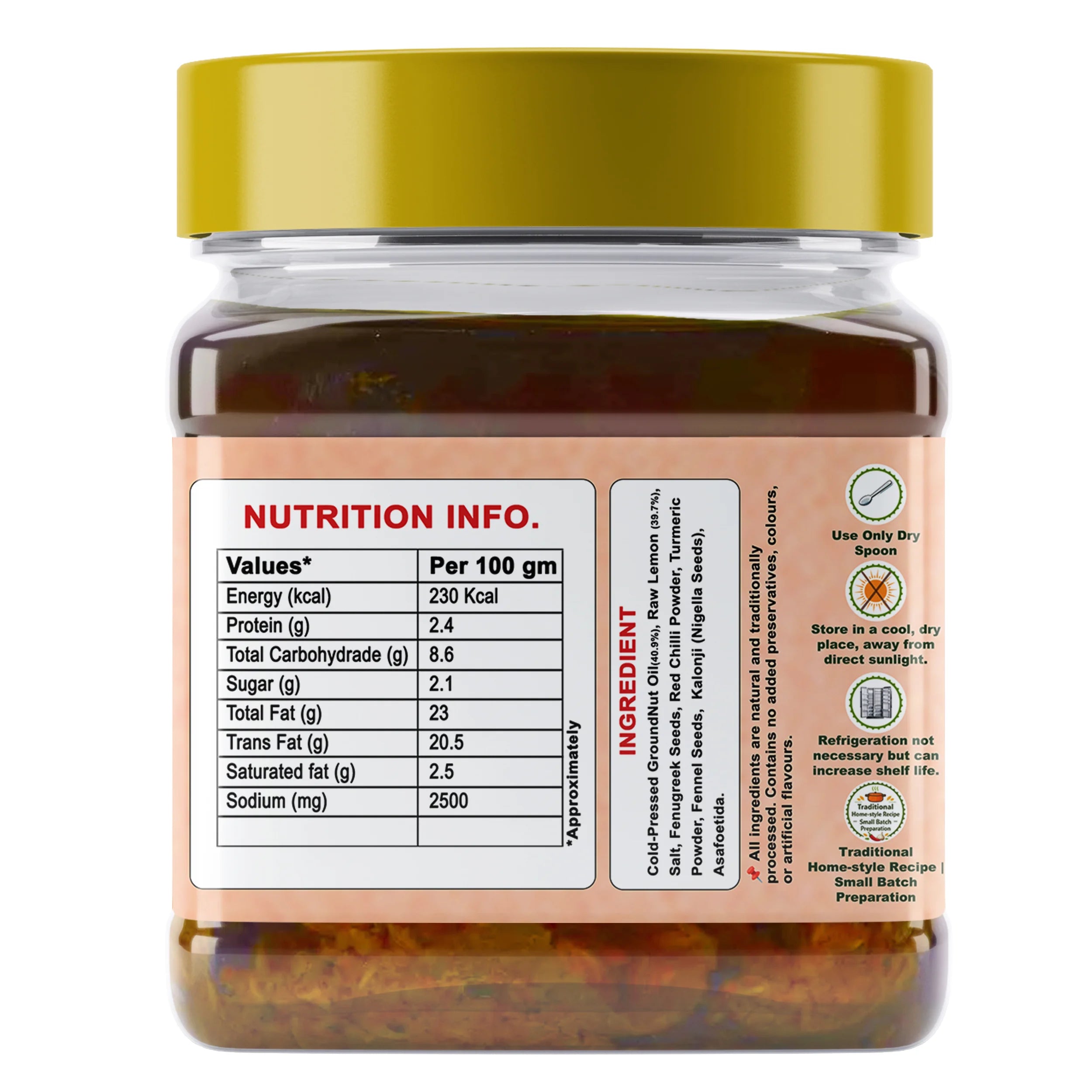 Sidhi Marwadi Nimbu Achar 400g nutrition information