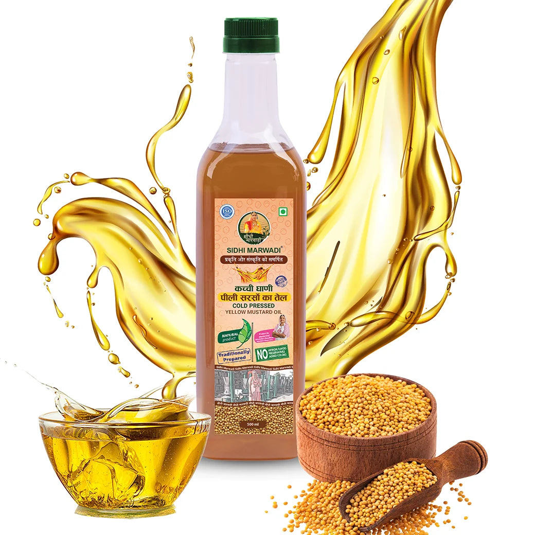 Sidhi Marwadi Cold Pressed Yellow Mustard Oil 500ml front bottle