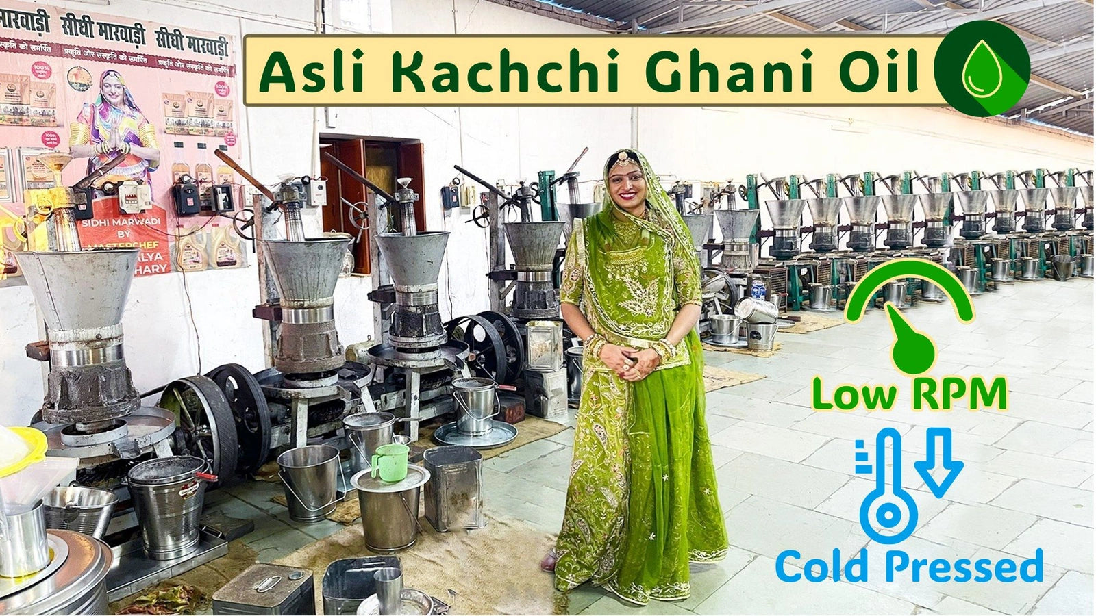 Kaushalya Choudhary at Sidhi Marwadi kachchi ghani cold pressed oil unit with low RPM oil machines