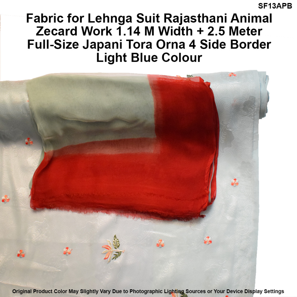 Fabric for Lehnga Suit Rajasthani Animal Zecard Work 1.14 M Width + 2.5 ...